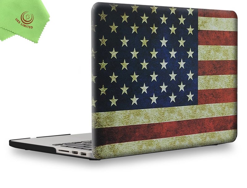 UESWILL Rubberized Unique Pattern Solid Hard Shell Case Compatible with MacBook Pro (Retina, 13-inch, Late 2012 to Early 2015) Model A1425 / A1502, NO CD-ROM, US Flag - Image 1